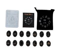 Woodcut Stones with Storage Bag Family Board Game Props Divinations Wood Game Engraved Stones Set