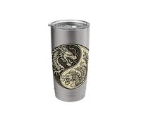 Woodcut-Style Dragon Yin Yang Stainless Steel Insulated Tumbler