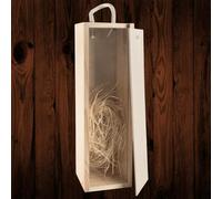 Woodeedoo 1 Bottle Wine Wooden Box With Sliding Lid And Rope Handle Gift Carrier Wood Wool Rustic Storage Holder 35 X 10 X 10.5 Cm