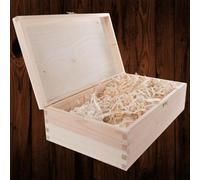 Woodeedoo 2 Bottle Wine Wooden Gift Box With Divider And Wood Wool Natural Presentation Case Decorative Storage Crate 36X20X10.5Cm