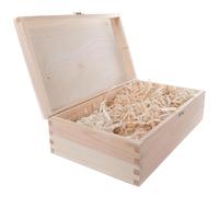 WooDeeDoo 2 Bottles Wine Wooden Box Prefilled with Wood Wool - 36 x 20 x 10.5 cm - Presentation Crate with Removable Divider for Storage Gift Carrier or Personalised Display Case