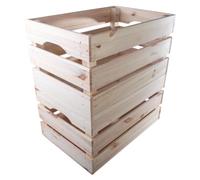 WooDeeDoo | 2 Pack | Large Decorative Wooden Crate | 46 x 31 x 25 cm | Flat Packed Slatted Solid Storage Box with Handles | Display Plants Apple Fruits DIY Hamper | Unpainted Natural Pine