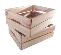 WooDeeDoo | 2 Pack | Shallow Decorative Wooden Crate | 39.5 x 29.5 x 15 cm | Flat Packed Slatted Solid Storage Box with Handles | Display Plants Apple Fruits DIY Hamper | Unpainted Natural Pine