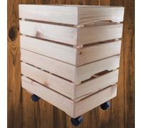 Woodeedoo 2-Tier Deep Wooden Crate With Wheels Stackable Pine Storage Box Unfinished Container Tools Organiser 39.5X29.5X45Cm