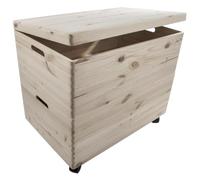 WooDeeDoo 2 Tier Extra Large Wooden Storage Box Unit with Wheels & Lid - 59.5 x 39.5 x 51.5 cm - Stackable Crates for Bedroom Hallway Toys Crafts Blankets Mobile Pine Organiser Chest