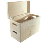 WooDeeDoo 2 Tier Long Narrow Wooden Storage Box Set with Lid and Handles - Stackable Pine Crates for Cupboards Under Shelves or Slim Utility Spaces - 40 x 20 x 27.5 cm