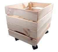 WooDeeDoo | 2 Tier | Shallow Decorative Wooden Crate With Wheels | 39.5 x 29.5 x 36 cm | Flat Packed Slatted Solid Storage Box | Display Plants Apple Fruits DIY Hamper Toy Chest | Unfinished Pine