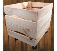 Woodeedoo 2-Tier Shallow Wooden Crate With Wheels Stackable Pine Storage Box Rustic Unfinished Treasures Organiser 39.5X29.5X36Cm