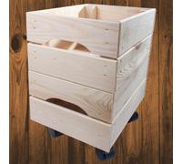 Woodeedoo 2-Tier Small Wooden Crate With Wheels Stackable Pine Storage Box Rustic Unfinished Crafts Tools Organiser 31X23X36Cm