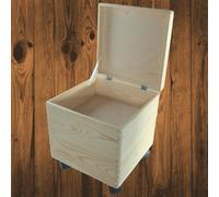 Woodeedoo 2 Tier Square Wooden Storage Unit With Lid And Wheels Stylish Pine Crate Stack For Home Bedroom Living Room 30X30X32 Cm