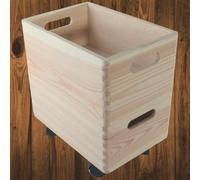 Woodeedoo 2 Tier Stackable Wooden Storage Crate Box Set With Wheels Home Utility Organiser Craft Storage Pine 30 X 20 X 31.5 Cm