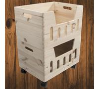 Woodeedoo 2 Tier Wooden Storage Box Set With Wheels Open Crates For Kitchen Bedroom Wardrobe Storage 39 X 30 X 52 Cm