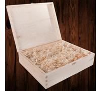 Woodeedoo 3 Bottle Wine Wooden Gift Box With Clasp And Wood Wool Rustic Presentation Crate Gift Case Holder 36 X 30 X 10.5 Cm