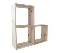 WooDeeDoo | 3 Pack | Cube Wooden Floating Bookcase Shelving Display Storage Unit | Square Wall Mounted Hanging Cabinet Organiser Bookshelf Rack | Unpainted Plain Natural Solid Pine