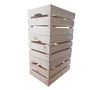 WooDeeDoo | 3 Pack | Large Decorative Wooden Crate | 46 x 31 x 25 cm | Flat Packed Slatted Solid Storage Box with Handles | Display Plants Apple Fruits DIY Hamper | Unpainted Natural Pine