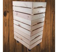 Woodeedoo 3-Tier Deep Wooden Crate With Wheels Stackable Pine Storage Box Unfinished Container Tools Organiser 39.5X29.5X65.5Cm