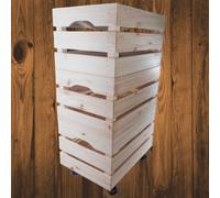 Woodeedoo 3-Tier Large Wooden Wheeled Crate Stackable Pine Storage Box Rustic Unfinished Container Tools Organiser 46X31X80.5Cm