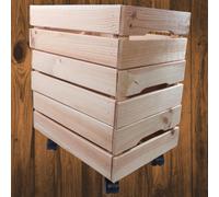 Woodeedoo 3-Tier Shallow Wooden Crate With Wheels Stackable Pine Storage Box Rustic Multipurpose Organiser 39.5X29.5X50.5Cm