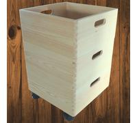 Woodeedoo 3 Tier Square Wooden Storage Crate Set With Wheels Stackable Pine Boxes For Toys Craft Kitchen Office 30 X 30 X 44.5 Cm