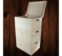 Woodeedoo 3 Tier Wooden Storage Box Set Lid Handles Large Deep Stackable Crates Utility Floor Organiser Tower 40 X 30 X 67 Cm
