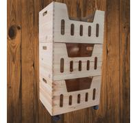 Woodeedoo 3 Tier Wooden Storage Box Set With Wheels Lightweight Open Crates For Home Organisation 39 X 30 X 74 Cm