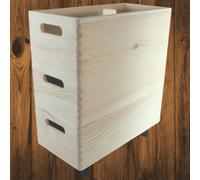 Woodeedoo 3 Tier Wooden Storage Tower On Wheels Stackable Narrow Pine Crates For Craft Kitchen Bathroom Utility 40X20X44.5 Cm