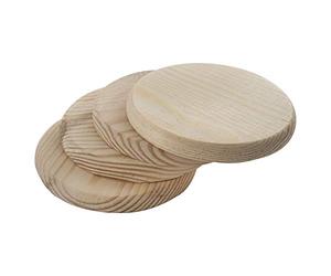 WooDeeDoo (4 Pcs. Decorative 10 cm Wooden Drink Coasters | Real Pine Natural Unfinished Wood Blanks Circles Tea Coffee Table Cup Mat Slices Shapes | 1 cm Thick