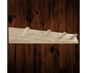 Woodeedoo 4 Peg Wooden Coat Hook Wall Mounted Natural Pine Unpainted Hook Rail Hanger For Wall Or Door 37 X 6 X 5.5 Cm