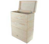 WooDeeDoo 4 Tier Long Wooden Storage Crate Column with Lid - Stackable Slim Pine Box Set for Studio Supplies Bathroom Kitchen Counter Gaps or Modular Shelf Use - 40 x 20 x 53.5 cm