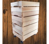 Woodeedoo 4-Tier Shallow Wooden Crate With Wheels Stackable Pine Storage Box Rustic Unfinished Treasures Organiser 39.5X29.5X65Cm