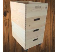 Woodeedoo 4 Tier Shallow Wooden Storage Box Set On Wheels Stackable Wide Pine Crates Kitchen Bedroom Toy Organisation 40X30X57.5Cm