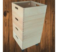 Woodeedoo 4 Tier Square Wooden Storage Box Set With Wheels Stackable Pine Crates For Home Office Utility 30 X 30 X 57.5 Cm