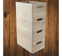 Woodeedoo 4 Tier Stackable Wooden Storage Crate Box Set With Wheels Pine Rolling Organiser For Garage Home Craft 30X20X57.5 Cm