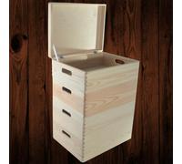 Woodeedoo 4 Tier Wooden Storage Box Set Lid & Handles Stackable Crates Desk Shelf Modular Tray Storage Unit 40 X 30 X 53.5 Cm