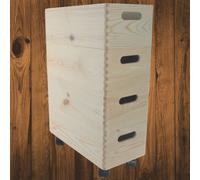 Woodeedoo 4 Tier Wooden Storage Crate Tower On Wheels Stackable Pine Boxes For Kitchen Bathroom Pantry Utility Use 40X20X57.5 Cm