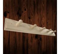 Woodeedoo 5 Peg Wooden Coat Hook Rack Mounted On Door Wall Natural Pine Unpainted Storage Hanger Rail 46 X 6 X 5.5 Cm