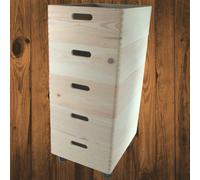 Woodeedoo 5 Tier Shallow Wooden Storage Box Tower On Wheels Stackable Wide Pine Crates For Hallway Pantry Use 40 X 30 X 70.5 Cm