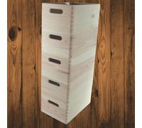 Woodeedoo 5 Tier Wooden Storage Crate Set With Wheels Pine Stackable Boxes For Craft Utility Garage Kids Room 30 X 20 X 70.5 Cm