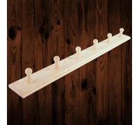 Woodeedoo 6 Peg Wooden Coat Hook Rack Mounted Hanger On Door Wall Natural Pine Unpainted Storage Rail 56 X 6 X 5.5 Cm