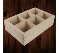 Woodeedoo 6-Section Wooden Desk Sorter Open Container Craft Storage Tray Diy Organiser Small Pine Box 19.5X12.5X5.5Cm