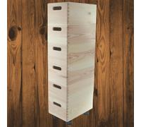 Woodeedoo 6 Tier Stackable Wooden Crate Storage Box Set With Wheels Pine Rolling Tower For Home Utility Craft 30 X 20 X 83.5 Cm