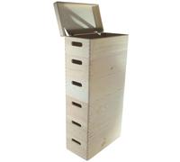 WooDeeDoo 6 Tier Tall Wooden Storage Crate Tower with Lid and Handles - Stackable Long Narrow Pine Box Set for Craft Drawers Slim Cupboards or Shelving Units - 40 x 20 x 79.5 cm