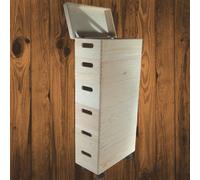 Woodeedoo 6 Tier Wooden Crate Tower With Lid Wheels Handles Slim Pine Storage Stack Bathroom Utility Workshop 40 X 20 X 84 Cm