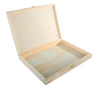 WooDeeDoo A4 Slim Wooden Box With Lid | 34 x 25 x 4 cm | Clasp Closure | Shallow Storing Files Document Gift Case Keepsake Depthless Holder | Paintable DIY Wood