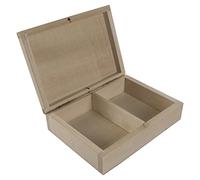 WooDeeDoo Birchwood Playing Card Box | Double Deck Holder Case with Bolt Closure | Plain Unpainted Decorative Pine | 2 Compartments Wooden Storage