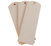 WooDeeDoo Blank Wooden Bookmarks | Pack of 3 | Wood Tags for Book with Holes | Plain Unpainted Craft DIY Shape Décor