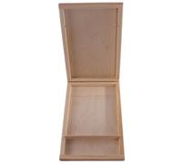 WooDeeDoo CD Gift Box with 2 Compartments 15 x 22 x 3 cm - Slim Wooden Storage for USB Pendrive Memory Card Flat Keepsake - Unfinished Craft Case for Painting Staining or Personalisation