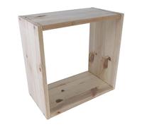 WooDeeDoo Cube Wooden Floating Bookcase Shelving Display Storage Unit | Square Wall Mounted Hanging Cabinet Organiser Bookshelf Rack | Unpainted Plain Natural Solid Pine