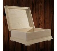 Woodeedoo Decorative Unfinished Wooden Trinket Box Vintage Classic Style Keepsake Memorabilia Treasure Case 22X17.5X8Cm