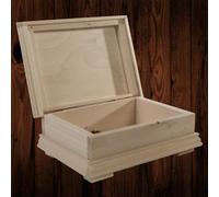 Woodeedoo Decorative Unfinished Wooden Trinket Box Vintage Classic Style Keepsake Memorabilia Treasure Case 17X12X6Cm